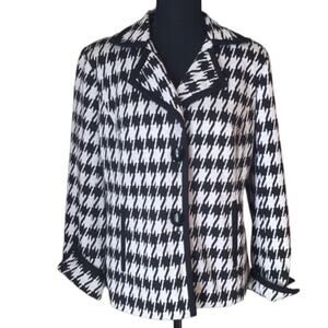 Birch Hill Customized Gray Black Houndstooth Knit Blazer Sz Medium